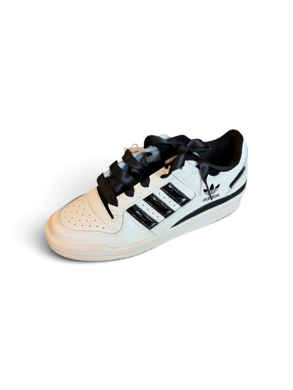 Adidas Forum Low CL W White Black Patent Leather Sneakers Size 9 NWT